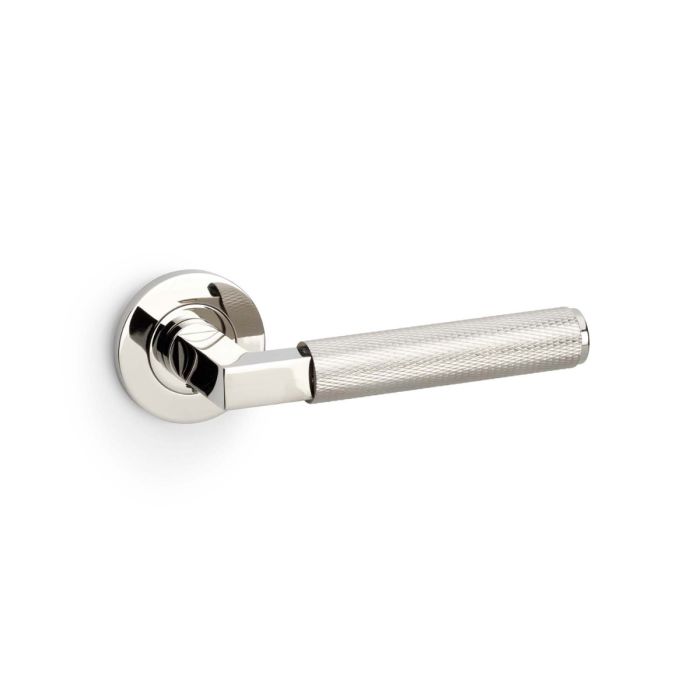 Hurricane Knurled Lever on Rose (A/W) Pair - PVD Polished Nickel  (PN)