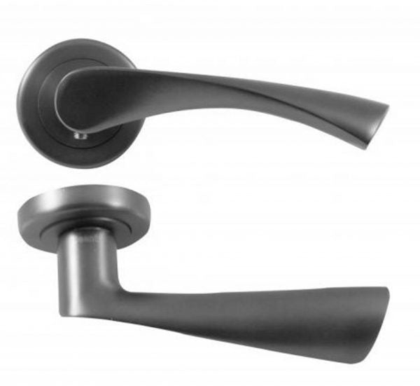 Inishmore Lever on Rose Door Handle - Black Graphite