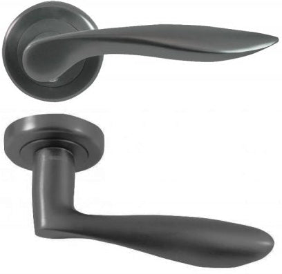 Aran Lever on Rose Door Handle - Black Graphite